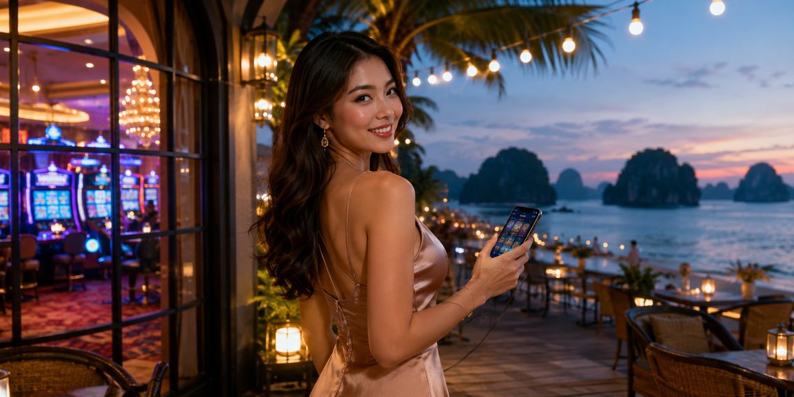 Người chơi sử dụng điện thoại để cược casino ở Hạ Long